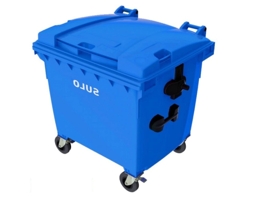 Container gunoi, capacitate1100lt, material plastic, container gunoi, 4 roti, albastru